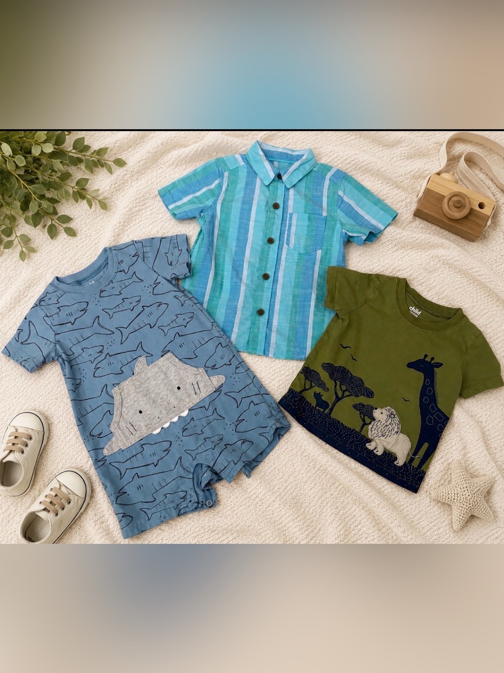 #14 Baby Boy 18mo 🍼 Bundle 3pc Carter’s Child of Mine + Cat & Jack Summer Tops